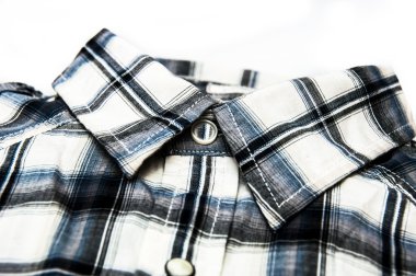 Stylish image of collar of chequered shirt
