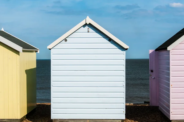 Strandhütten in felixstowe, suffolk, uk. — Stockfoto