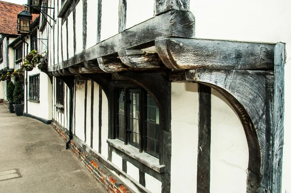 Zblízka dřevo rámu chata lavenham, suffolk, Anglie — Stock fotografie