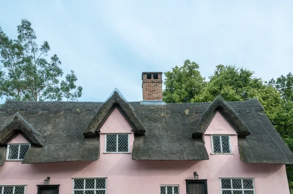 英国イングランド農村地域でのコテージのテラコッタ茅葺き屋根 — ストック写真