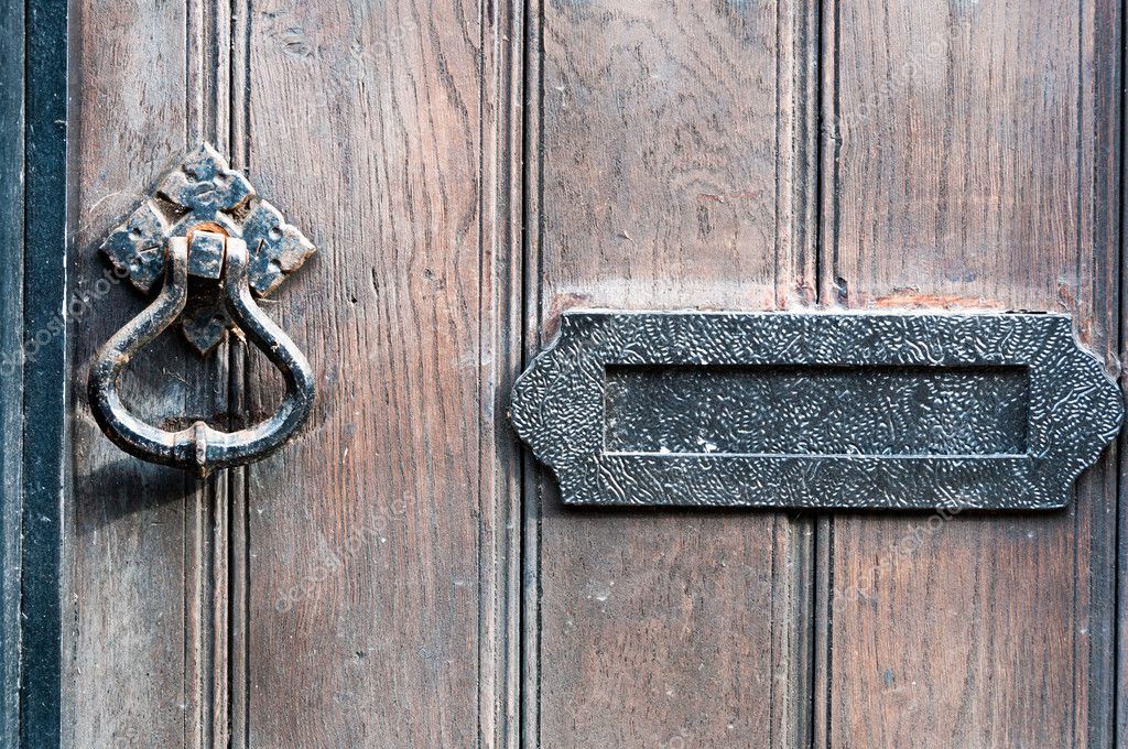 Wooden Door Knocker And Letter Box Close Up Stock Photo C Kk Tt