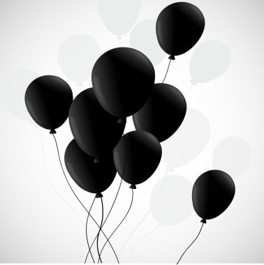 Black balloons on white background clipart