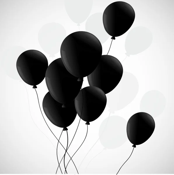 Schwarze Luftballons auf weißem Hintergrund — Stockvektor