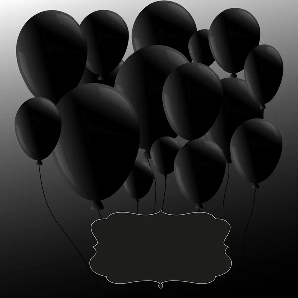 Balon hitam dengan bingkai - Stok Vektor