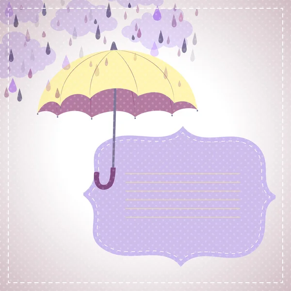 Arrière-plan pour messages avec un parapluie jaune — Image vectorielle