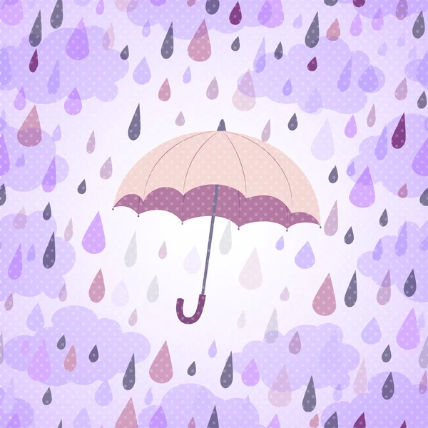 Background with an umbrella and rain — Stock Vector