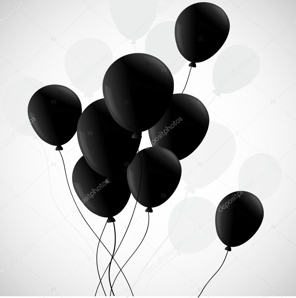 Black balloons on white background