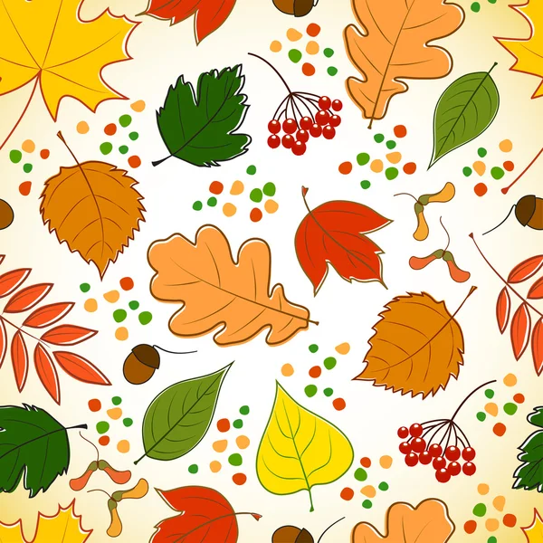 Nahtloses Muster mit bunten Herbstblättern — Stockvektor