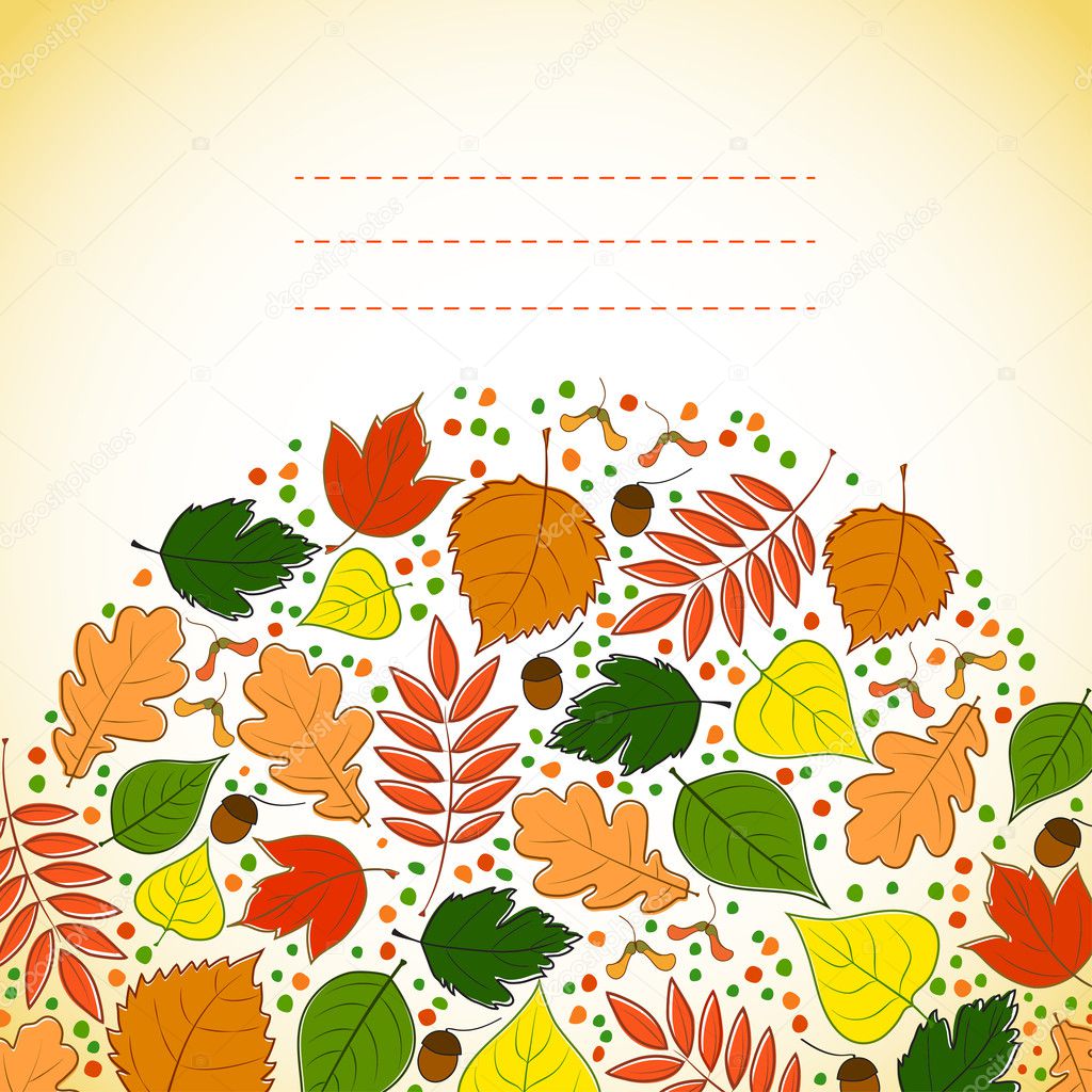 autumn background for messages with leaves