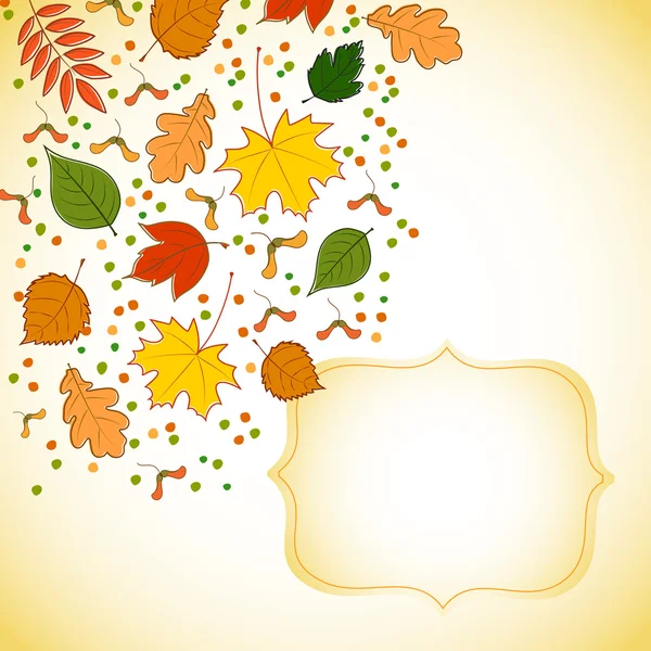 Figured invitation card with autumn leaves — Stock Vector