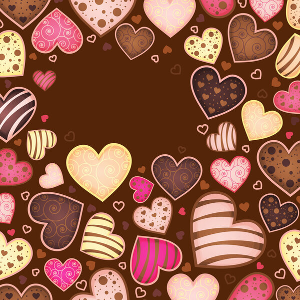 Шоколадный фон для текста с сердцем
