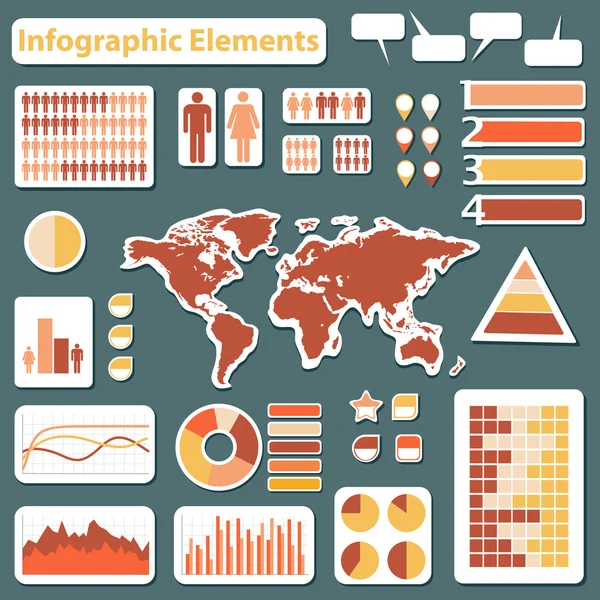 Nastavit prvky infografiky červené a žluté — Stockový vektor