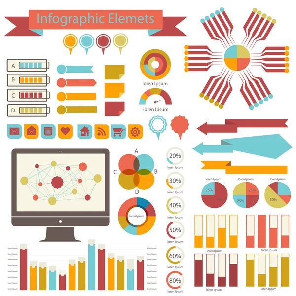 Conjunto de infográficos detalhados. Gráficos de informação —  Vetores de Stock