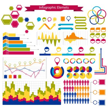 infographics koleksiyonu: grafikler, çubuk grafikler, okları