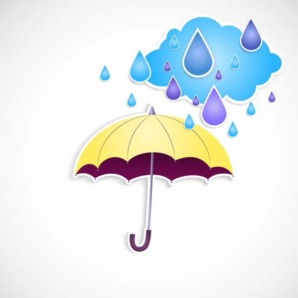 Yellow umbrella and rain isolated — Stock Vector