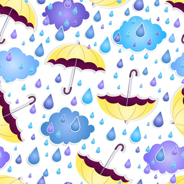 Fond sans couture avec un parapluie jaune — Image vectorielle