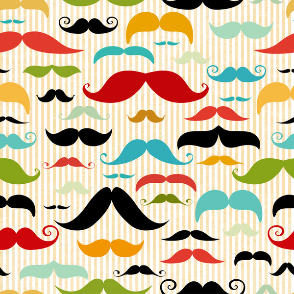 Mustache seamless pattern in vintage style