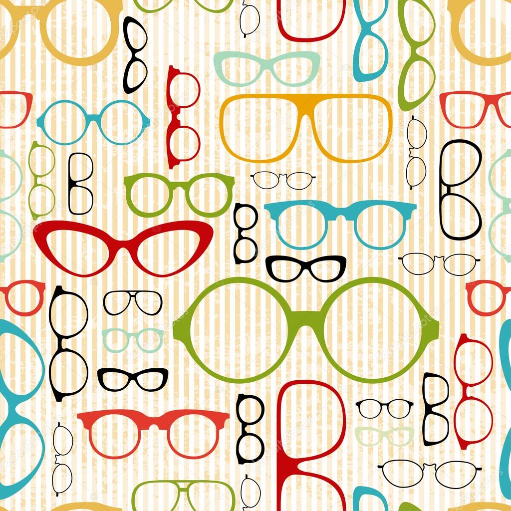 Seamless glasses pattern in vintage style