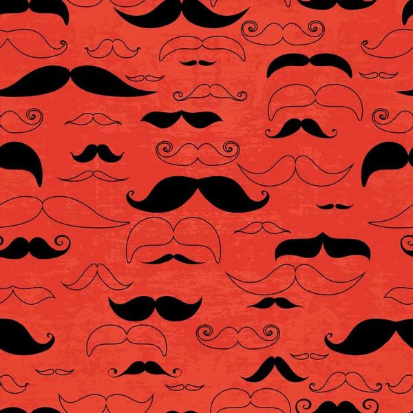 Mustasch röd seamless mönster — Stock vektor