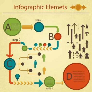 yeşil kırmızı infographics elemetns koleksiyonu