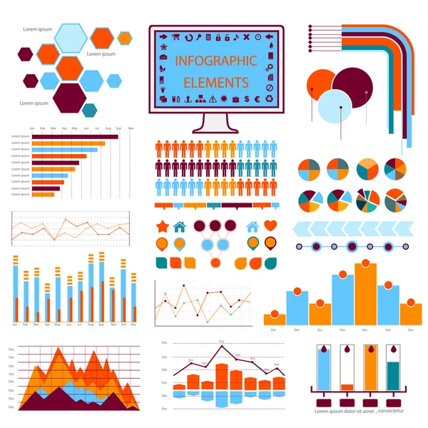 Blauw oranje info graphics — Stockvector