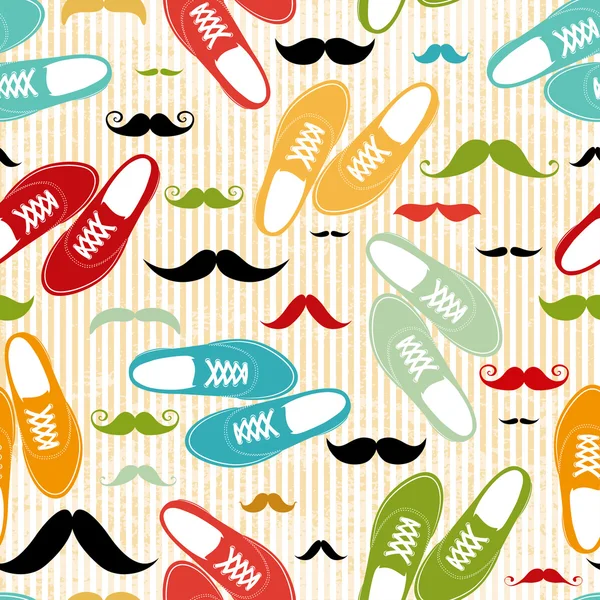 Retro shoes seamless background — Stock Vector