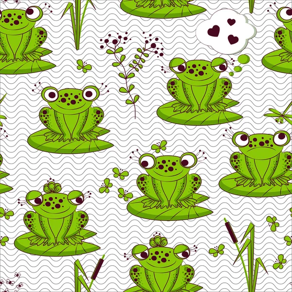 Seamless pattern - frogs — Stock Vector