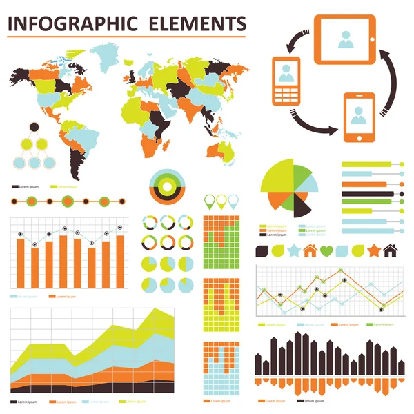 Vector infographic. oranje-groen 02 — Stockvector