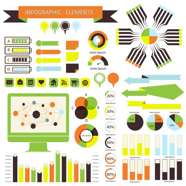 Infographie vectorielle. orange-vert 01 — Image vectorielle