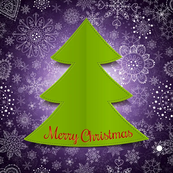 抽象的なクリスマス ツリーと紫色の背景 — ストックベクタ