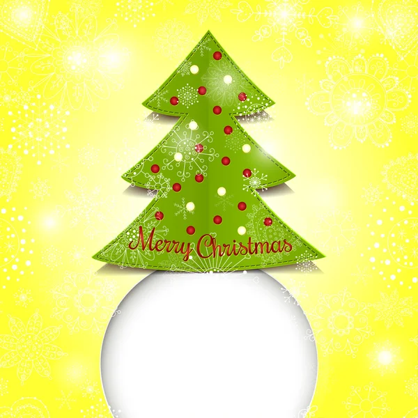 Frohe Weihnachten Papier grüner Baum — Stockvektor