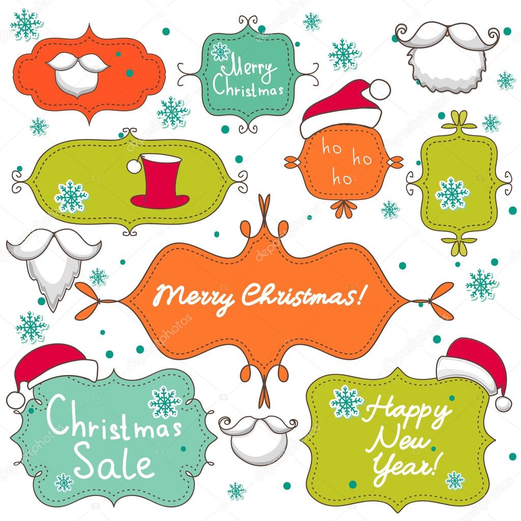 Collection of christmas decorative elements