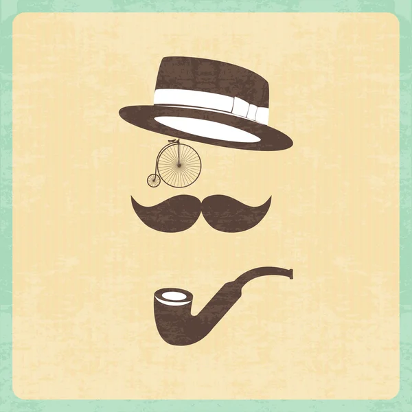 Illustrazione del personaggio hipster con elementi — Vettoriale Stock