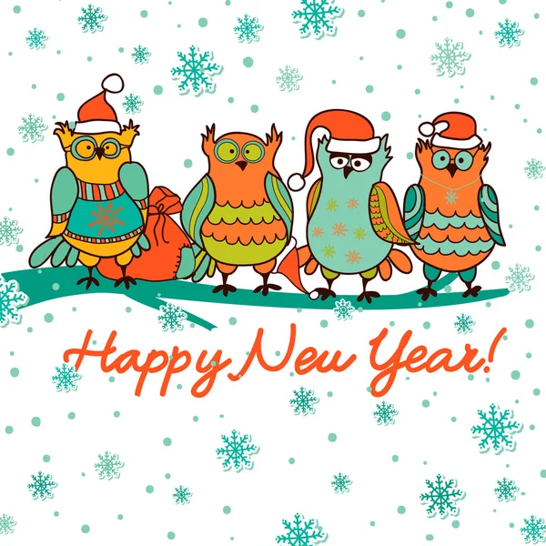 圣诞节背景与猫头鹰 — 图库矢量图片