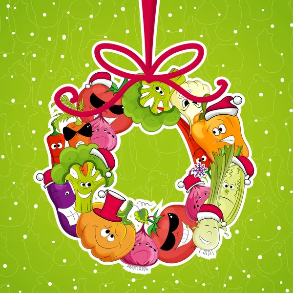 Go vegan card design Christmass illustration — 图库矢量图片