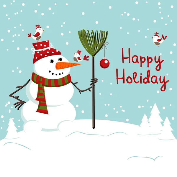 Décoration de Noël avec bonhomme de neige — Image vectorielle