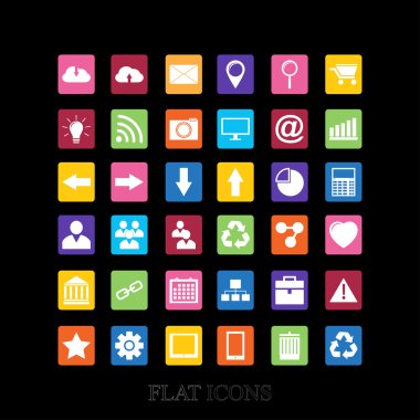 düz Tasarım görünümünde Web Icons set