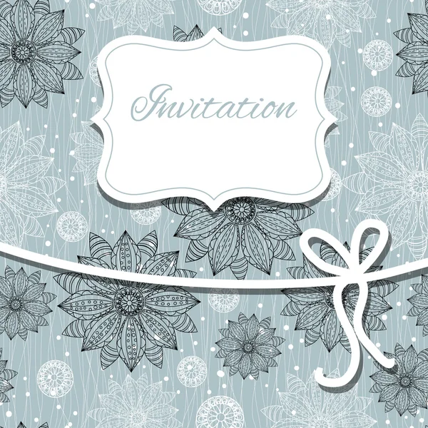 Vintage invitation card with lace ornament — Stock Vector