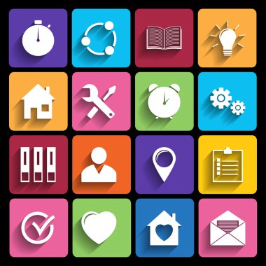 düz Tasarım görünümünde Web Icons set