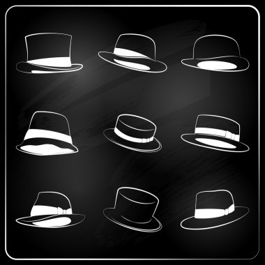Chalkboard hipster hat collection clipart