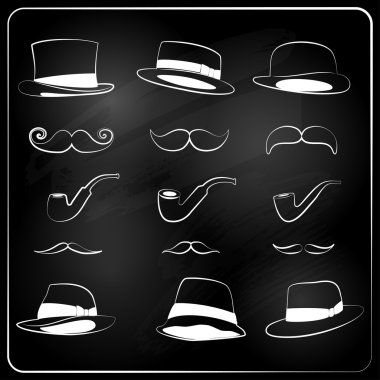 hipster elemetns, tebeşir ile çizilmiş bir dizi