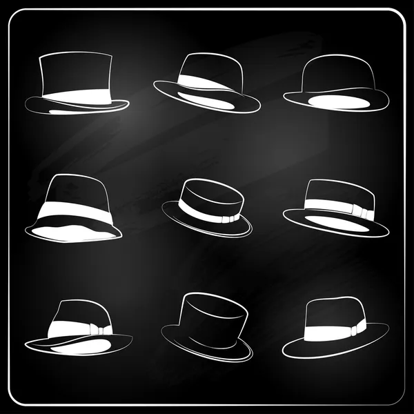 Chalkboard hipster hat collection — Stock Vector