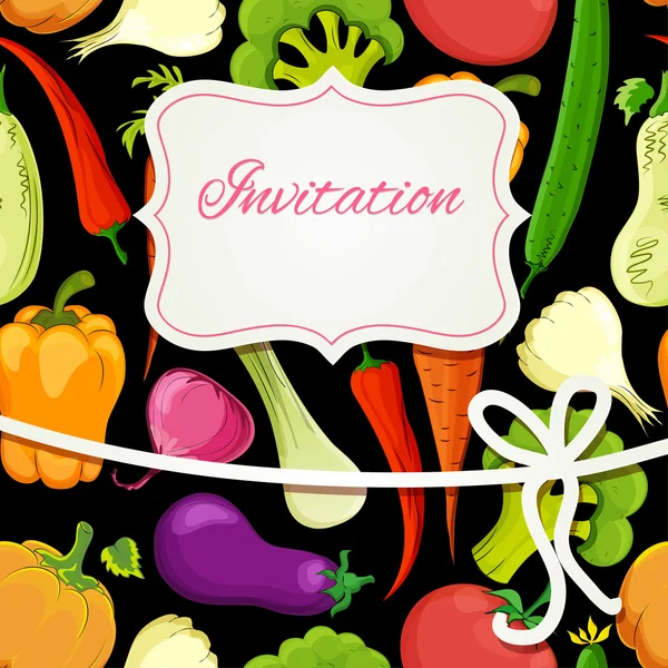 Tarjeta de invitación de dibujos animados vegetales — Vector de stock
