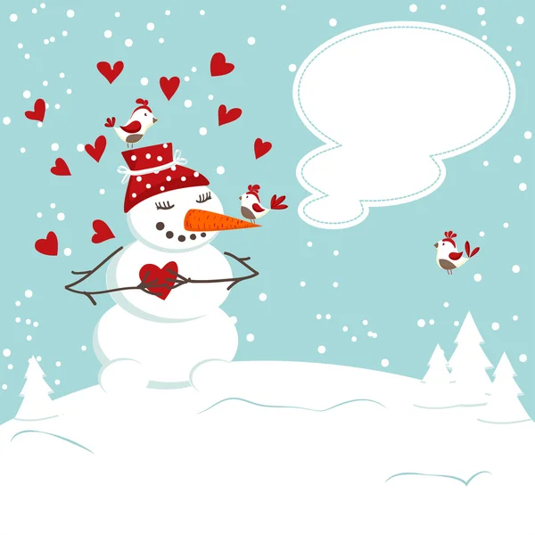 De uitnodigingskaart met een sneeuwpop — Stockvector