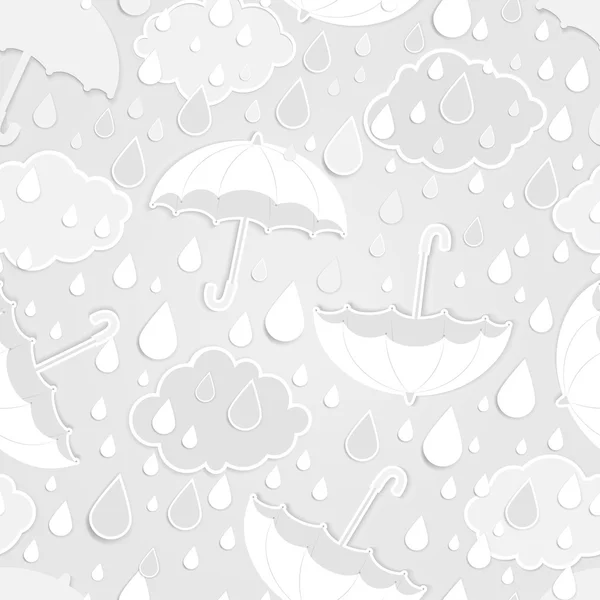 Nube de papel con fondo de símbolo de lluvia — Vector de stock