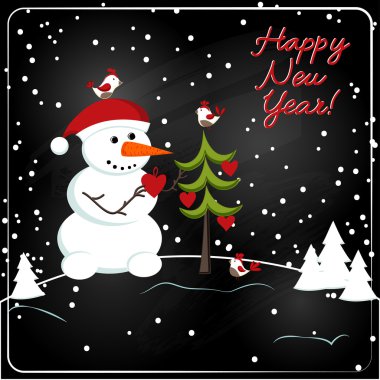 Noel kara tahta dekorasyon ile kardan adam