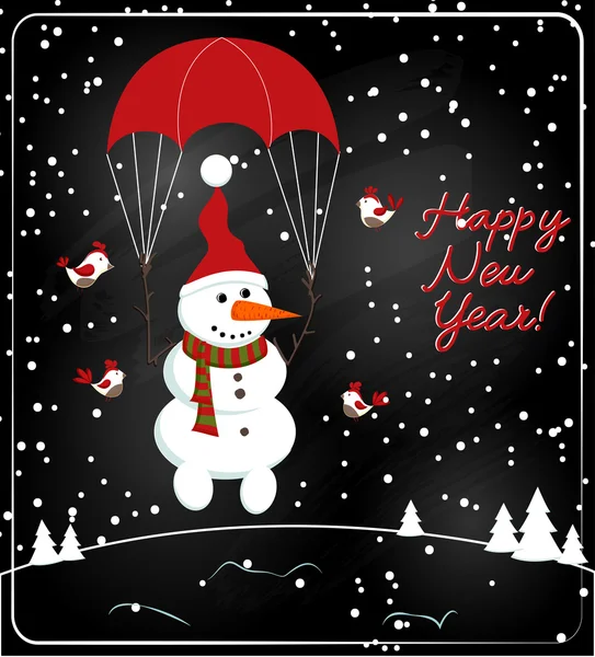 Christmas chalkboard decoration with snowman — Stock Vector