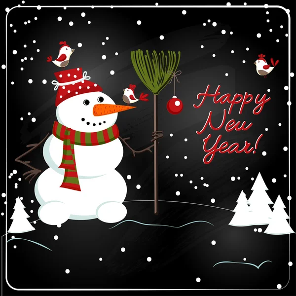 Christmas chalkboard decoration with snowman — Stock Vector