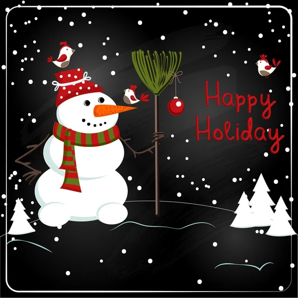 Christmas chalkboard decoration with snowman — Stock Vector