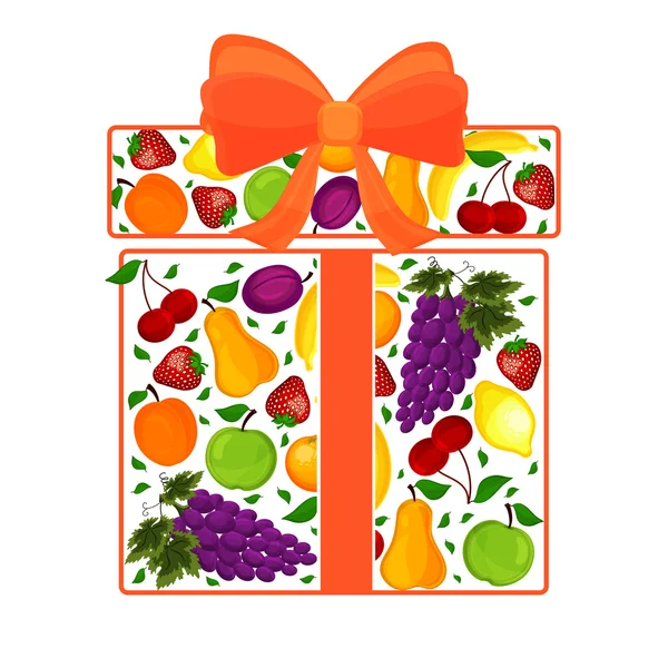 Cadeau de fruits décoré d'un  . — Image vectorielle
